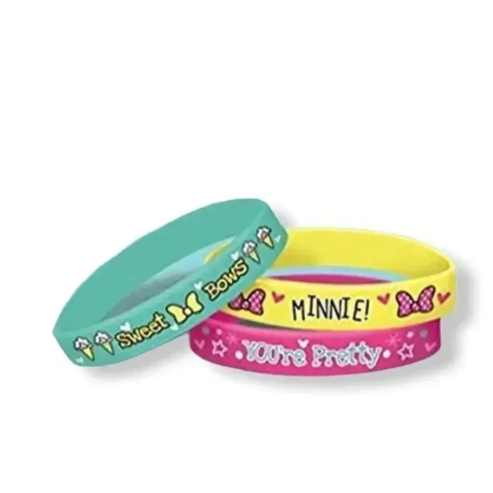 amscan Disney Minnie Mouse Rubber Bracelets Party Favor | Pack of 4, 4 pieces, M